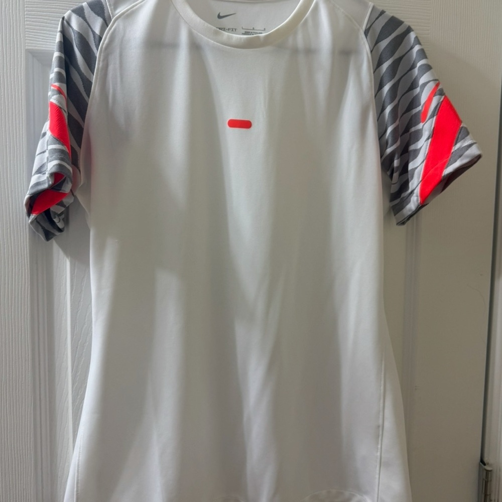 Nike White Shirt with Gray and Red Accents. Dri fit. Women large size